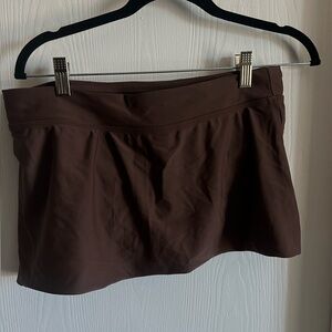 Athleta Brown Tidal Swim Skirt Skort Stretch Fabric Size M Summer Vacation